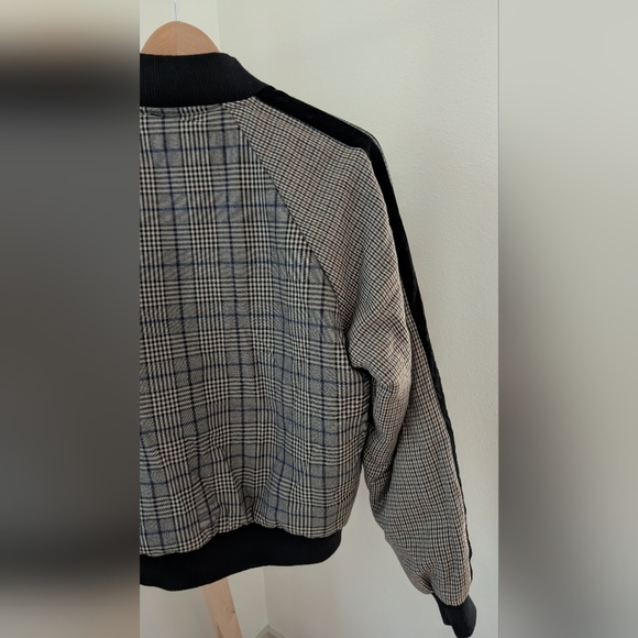 Steve Madden Women's Akiri Brown/Black Plaid Houndstooth Bomber Jacket, Sz S - Picture 6 of 9